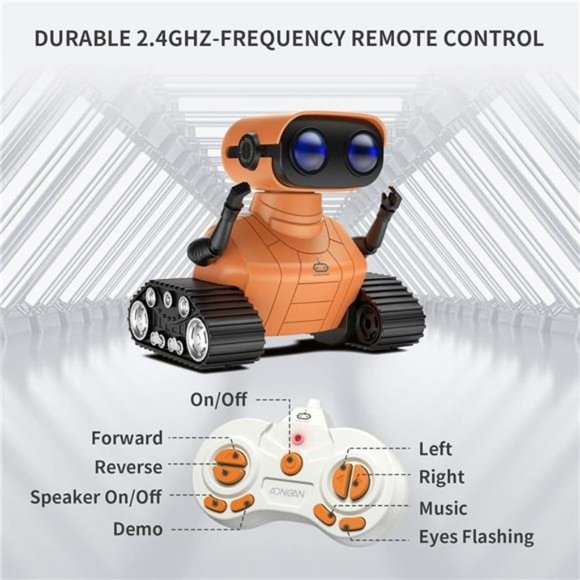 Remote Control Robot Toys for Kids, Dancing Singing Music LED Eyes, (Orange) - Picture 5 of 7